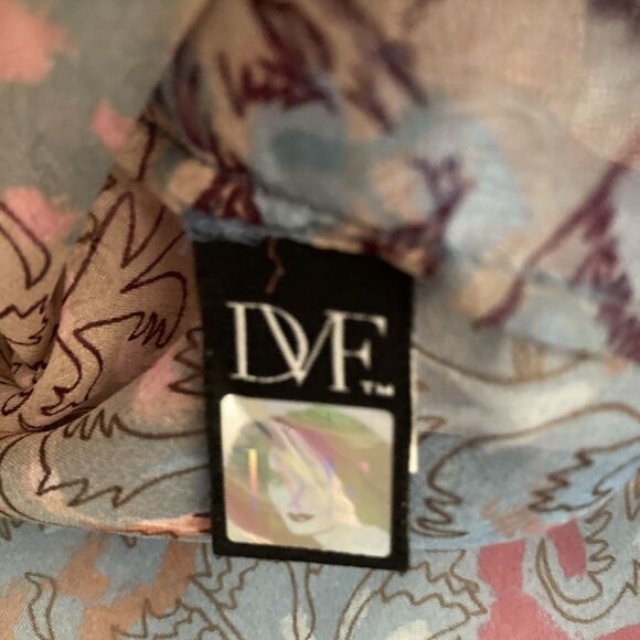 Diane Von Furstenberg Silk Peasant Blouse SIZE 4 Sheer Boho Art to Wear Peelo - Picture 8 of 12